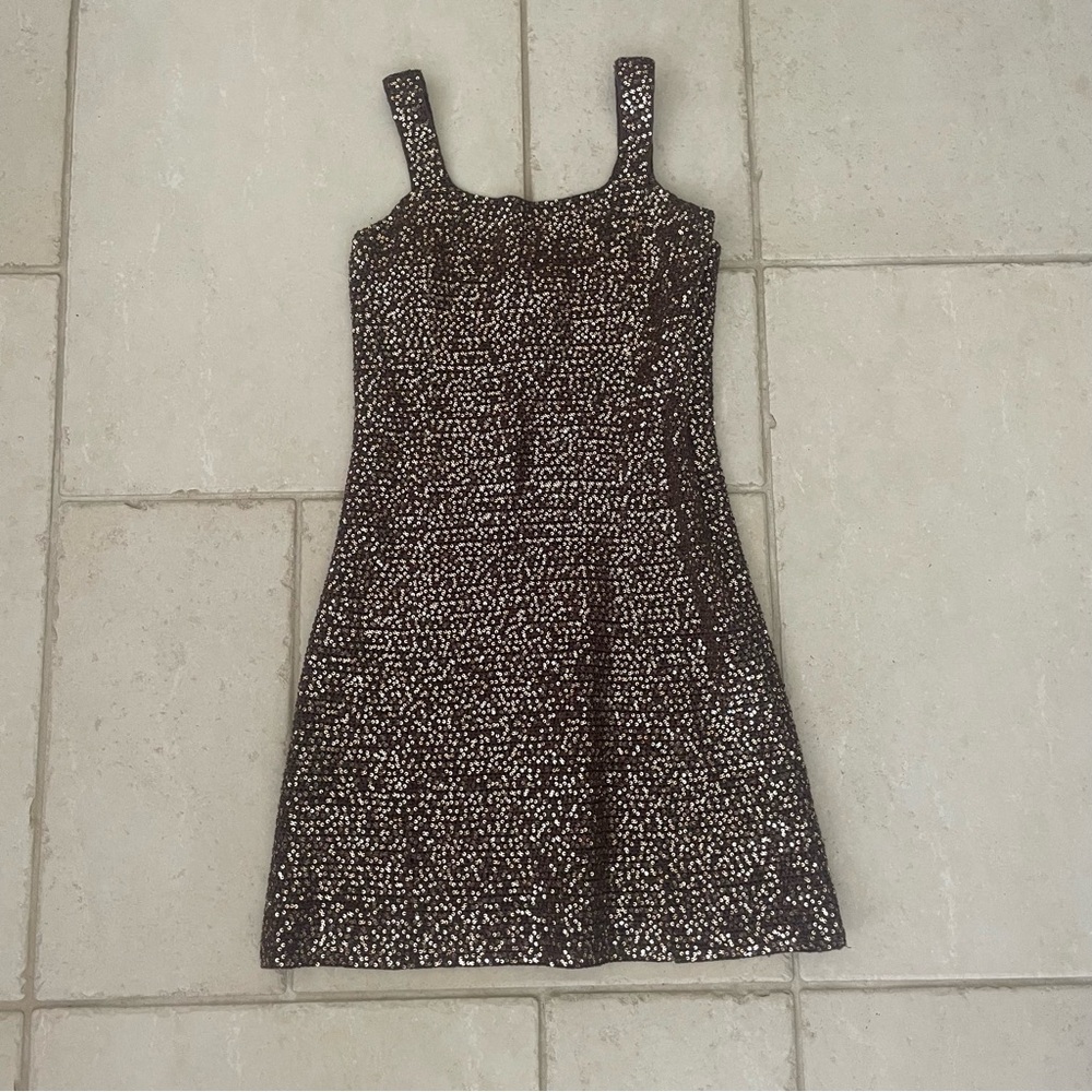 IISLI Brown Sequin knit mini dress